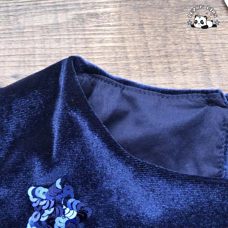 LEZONKIDS - Vestido Infantil Personalizado com Estrelas de Lantejoulas na Primavera e Outono para 4 Anos no Verão 